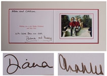 Princess Diana and Prince Charles Signed Christmas Card From 1990 -- With Family Portrait Featuring William & Harry